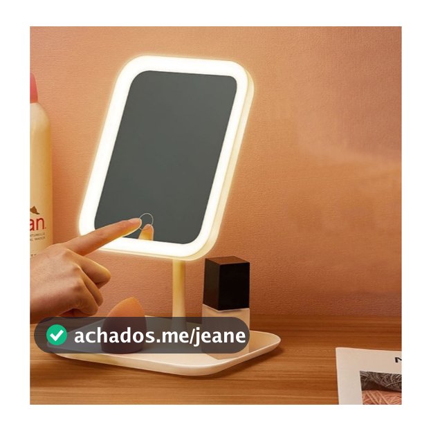 Espelho de mesa retangular  maquiagem com  luz de LED COM  3 modos de cores