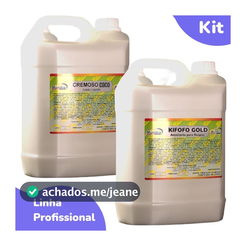 lava roupas liquido mais amaciante lavanderia profissional kit mundus total 10 litros