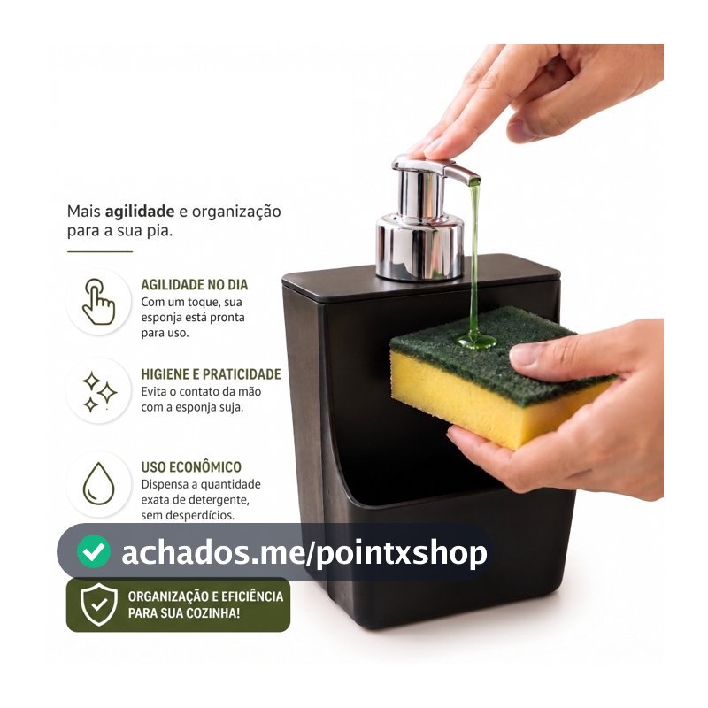 Porta Detergente com Dispenser Xplast 550ml Organizador de Pia para Detergente e Esponja Multiuso