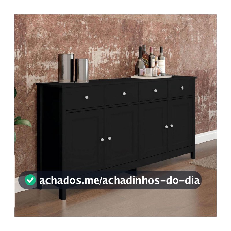 Aparador Buffet Ditália 4 Portas 4 Gavetas R-626 Preto
