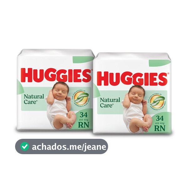 Kit 2 - Fralda Premium Huggies Natural Care RN 34 Un