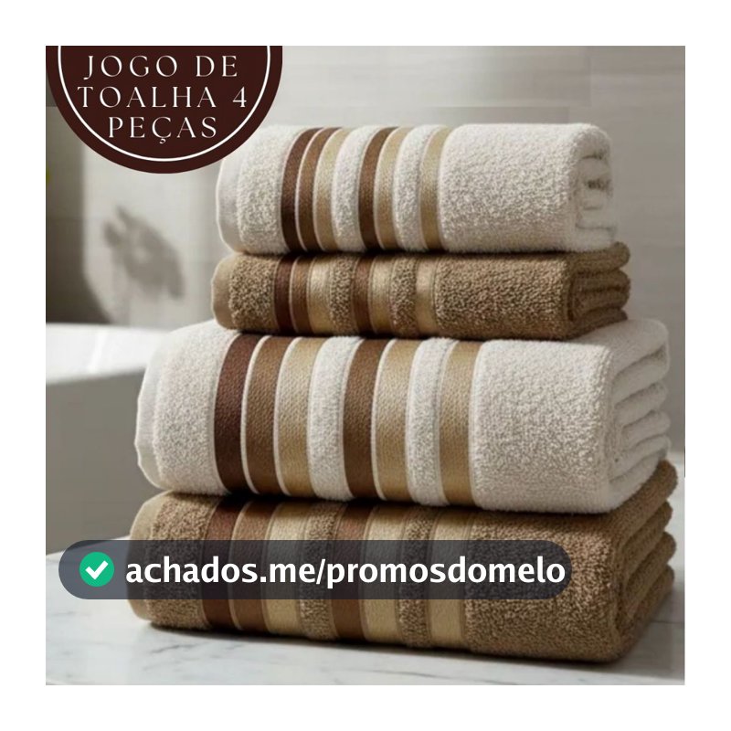 Jogo de Toalha 2 Banho e 2 Rosto 100% Algodão Excelente Absorção Felpuda Macia Premier Habitat
