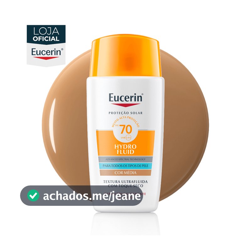 EUCERIN Sun Protetor Solar Facial Hydro Fluid Cor Média FPS 70 50ml