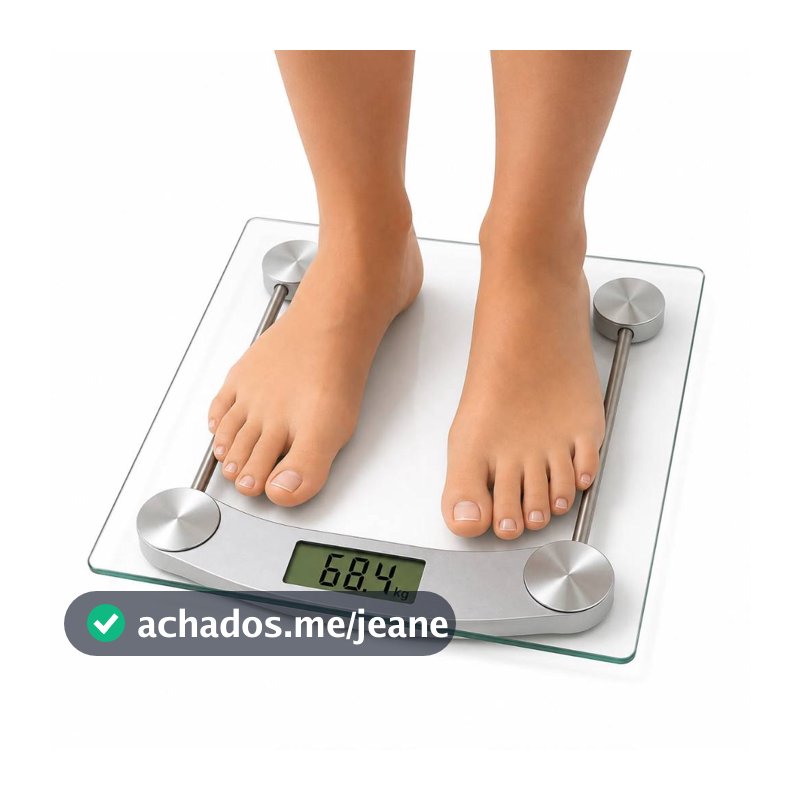 balança Corporal Transparente Quadrda Digital até 180kg Com Vidro Temperado Premium Acompanha Pilha