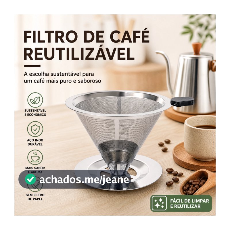 Filtro de Café Inox Reutilizável com Malha Ultrafina Ideal para Preparo Manual de Café Durável e Fácil de Limpar