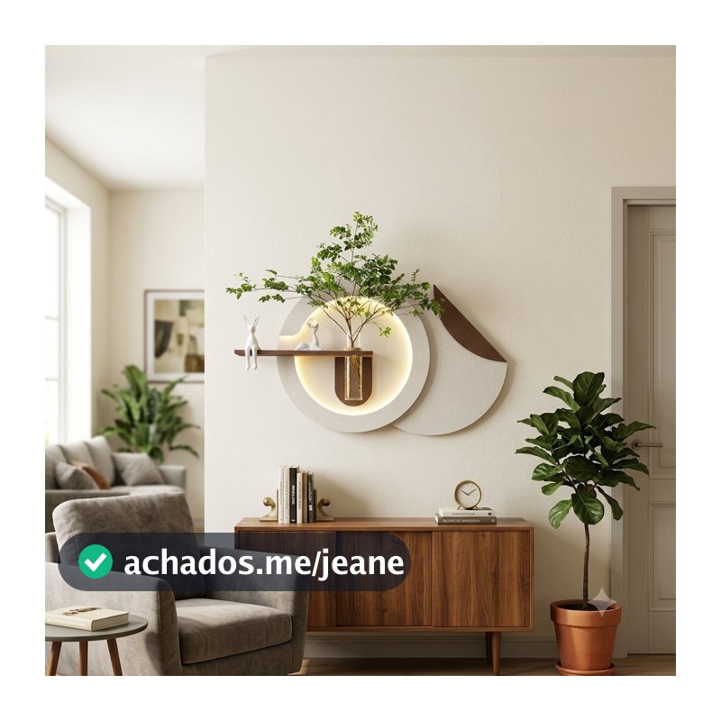 Quadro decorativo iluminação Led Lotus Decor Q8 sala hall quarto