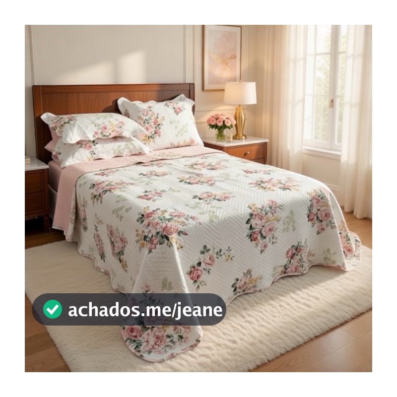 kit Colcha Cobre Leito Casal Queen King 3 Peças Dupla Face Estampada Florida Matelado Cama Box