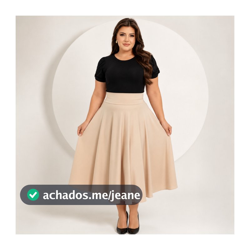 Saia Midi Rodada Godê Cintura Alta Versatilidade e Cores Incríveis Plus Size até o G3