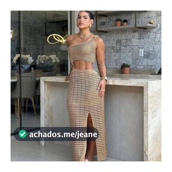 Vestido Elegante Crochê Ombro Único com Fenda