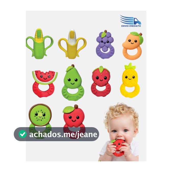 Mordedor Bebê Alívio Gengiva Macio Frutas Estimulante Brinquedo