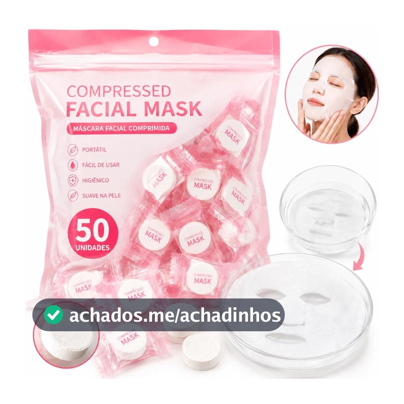 Kits com 50 ou 100 Máscaras Facial Comprimida Pastilhas de Algodão para Sérum Skincare