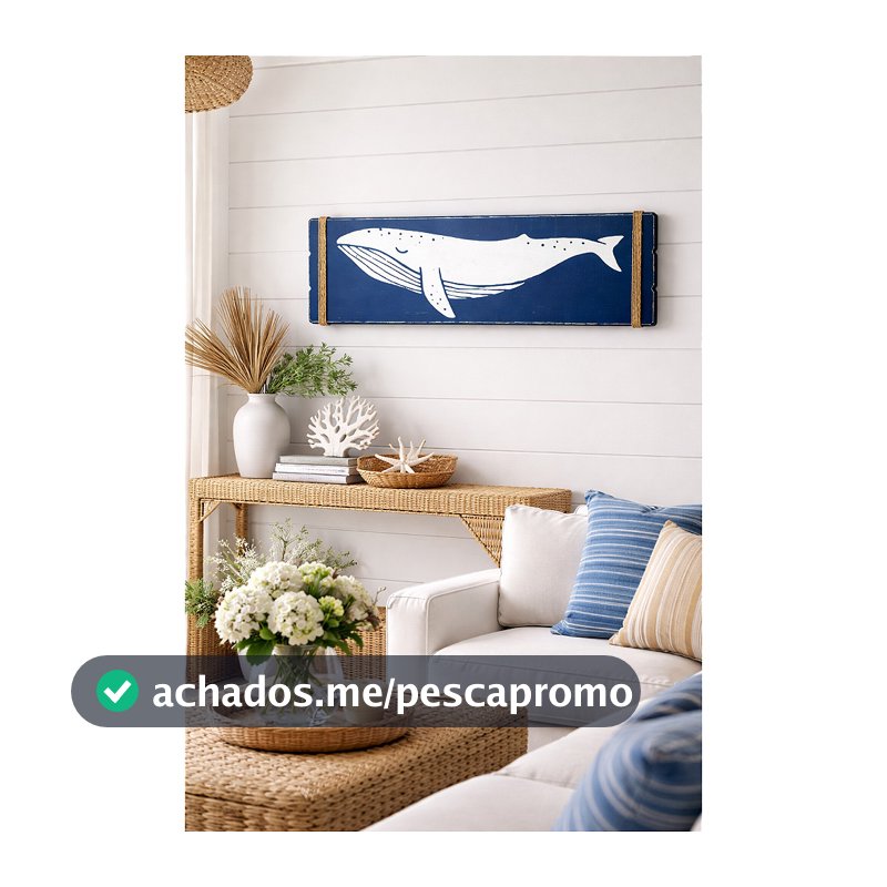 Quadro Baleia Jubarte Azul Decoração Náutica Praia 70cm
