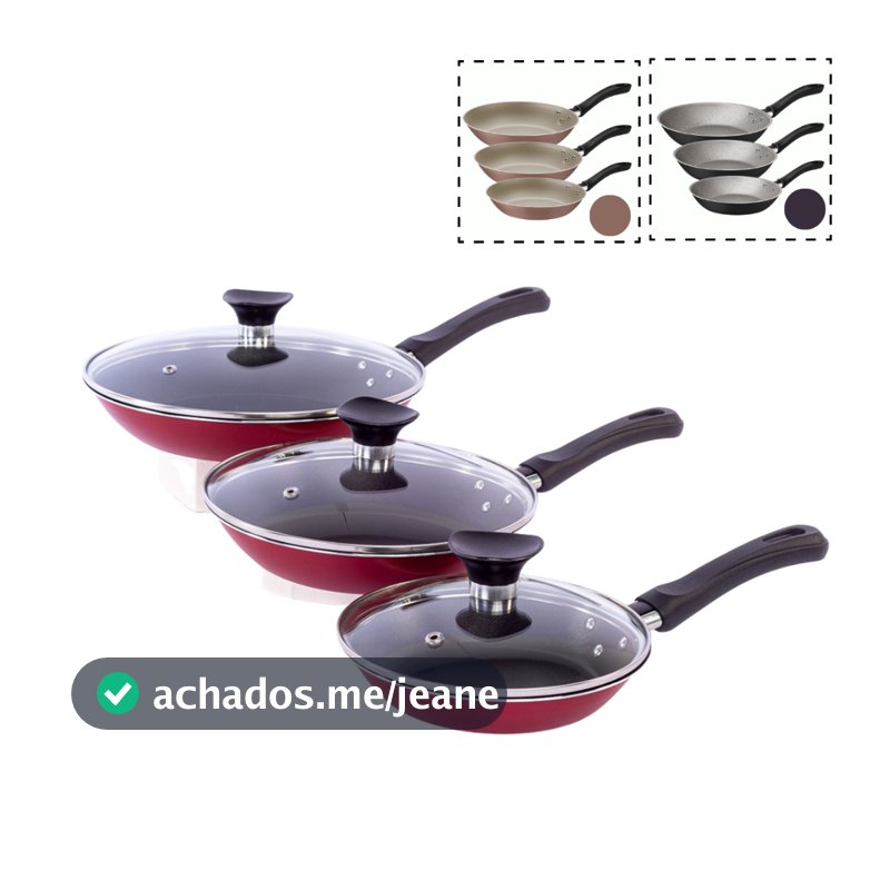 Jogo de Frigideiras Tramontina 3pçs Caribe Revestimento Antiaderente Starflon Max