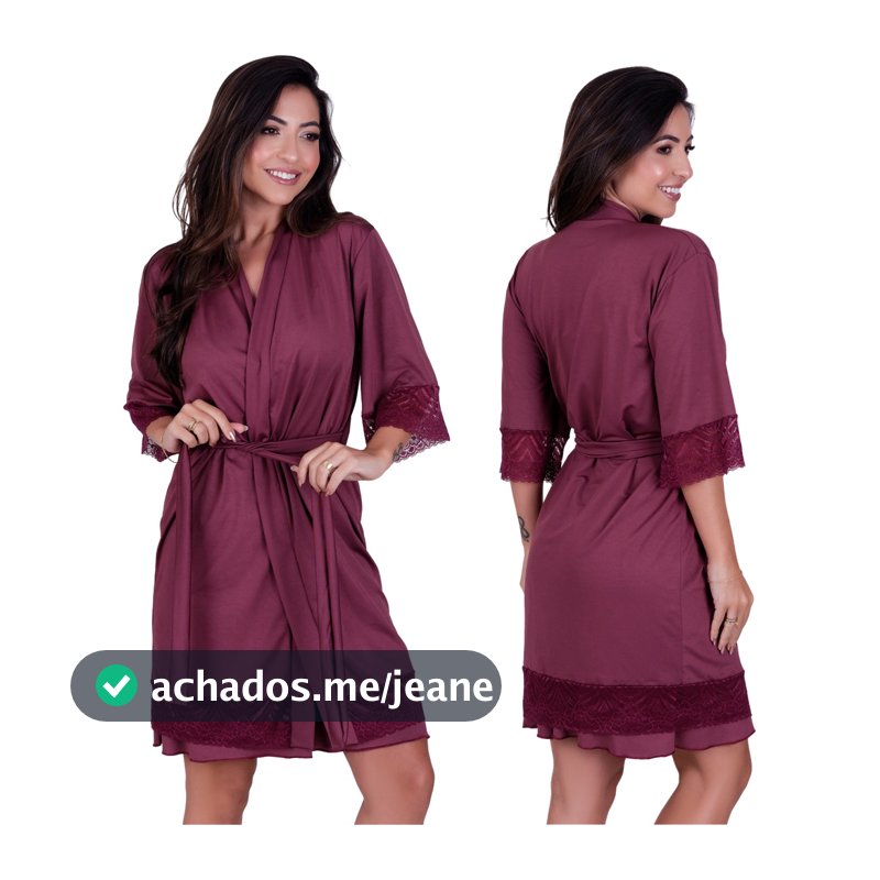 Robe Romantic Renda Hobby Feminino Roupão Confortável Linha Noite