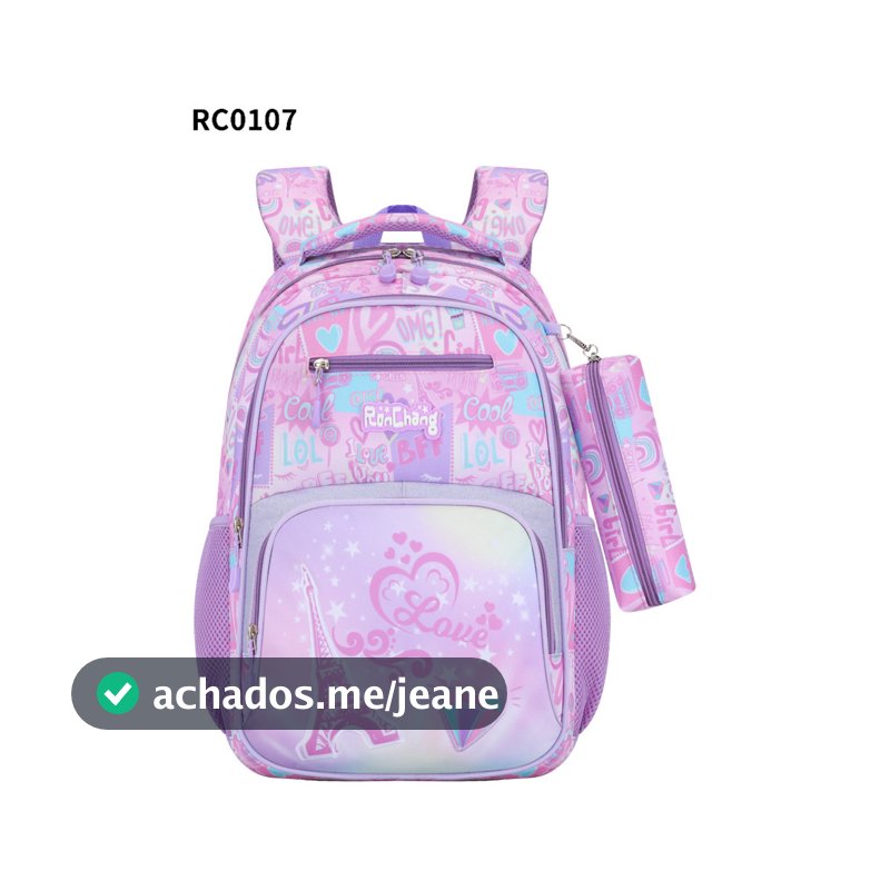 Mochila Escolar Infantil Cute | Estampa Fofa + Estojo | Leve, Resistente e Ideal para Escola