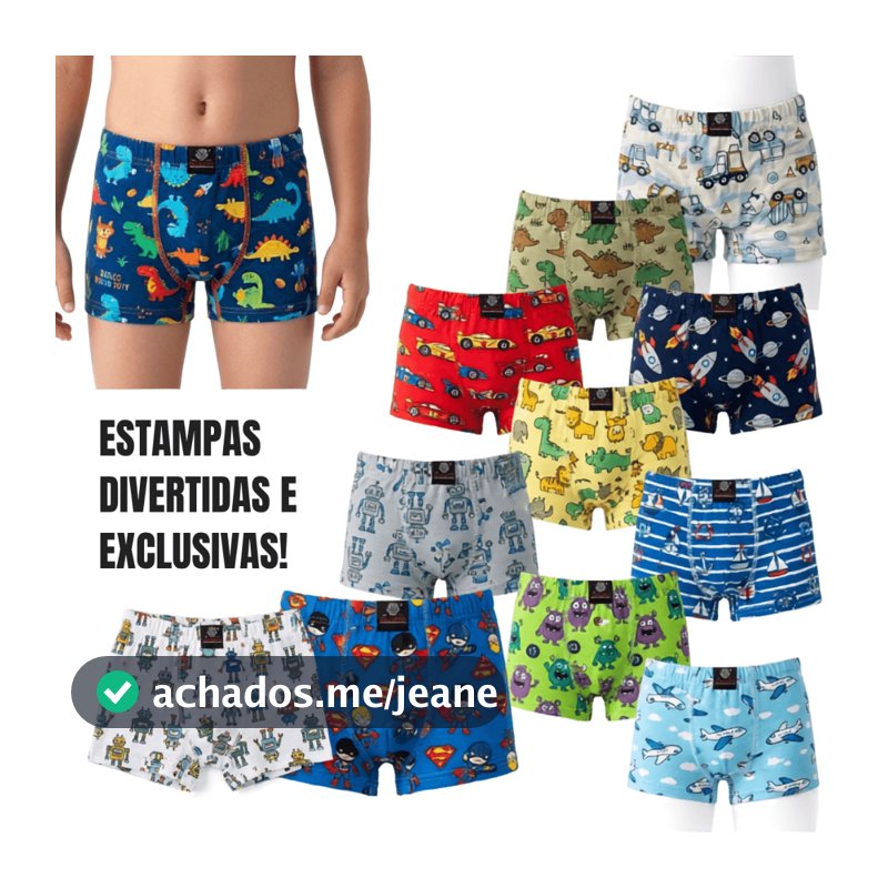 kit de cueca infantil menino cuecas Box infantil cueca boxer infantil menino Estampadas P M G GG