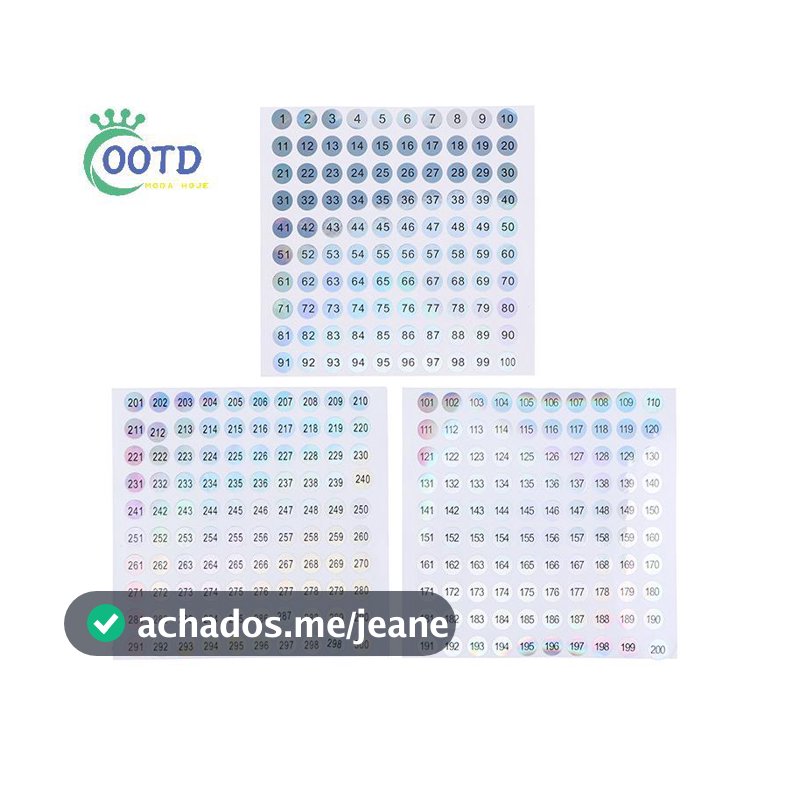 Moda Hoje Número À Prova D'água 1-300 Etiquetas Laser Adesivos Esmalte Batom Tags .
