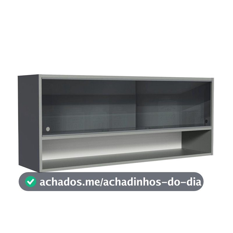 Armário de Cozinha Aéreo 2 Portas de Correr de Vidro Neutral e 1 Nicho Cinza Nice Madesa