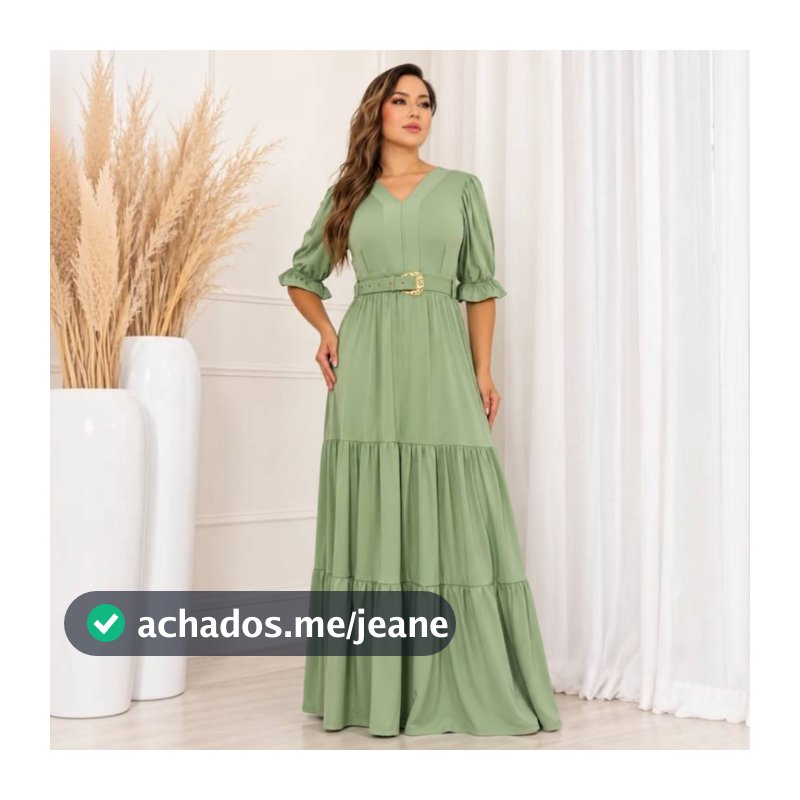 Vestido Feminino Longo Evangélico Três Marias Com Cinto Personalizado Confortavél e Elegante Tedência