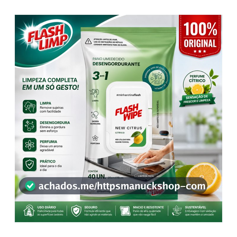 Panos Umedecidos Desengordurantes Flash Limp Citrus C/40un