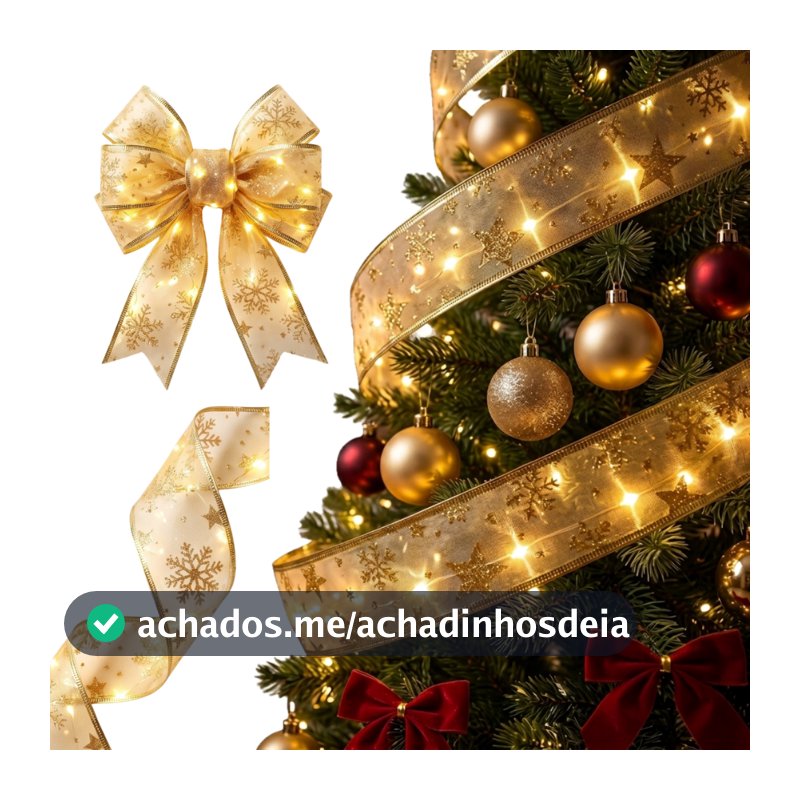 Fita De Natal 10 Metors Led Cetim Laços Fitas Dupla Pisca Pisca Árvore Decoração Enfeites Natalinos Arame De Cobre