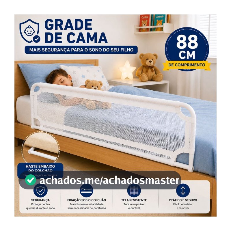 Grade De Cama Com Tela De Segurança Para Bebês