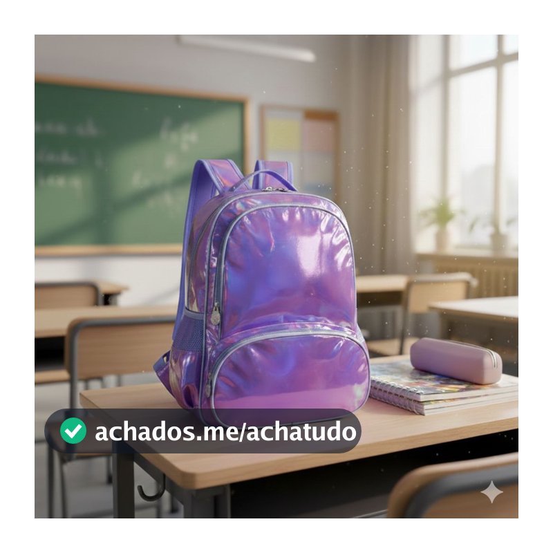Mochila Holográfica Infantil– Brilhante, Leve e Estilosa