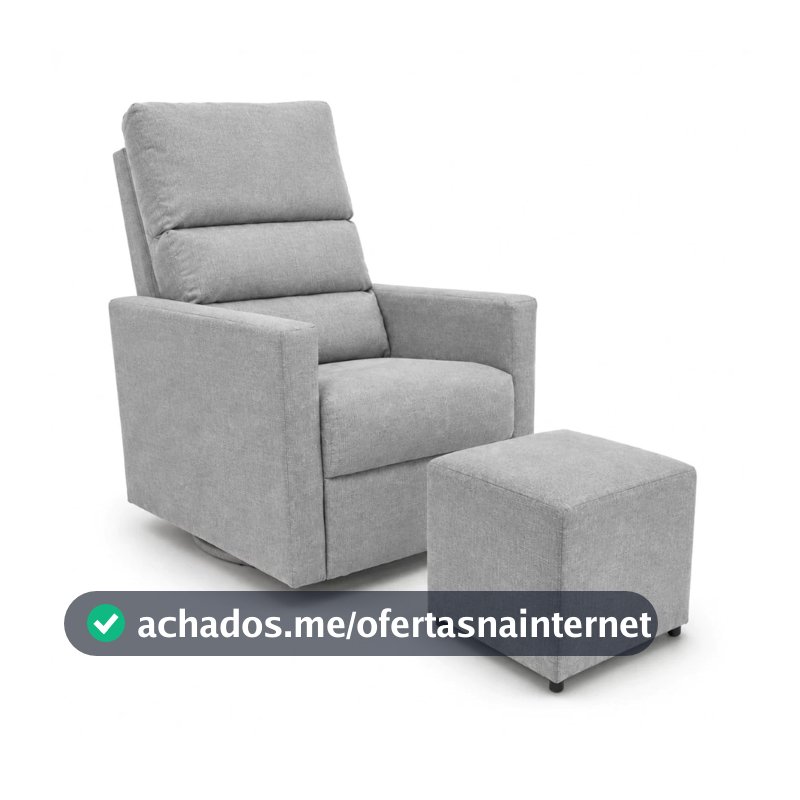 Poltrona de Amamentação Helena com Puff Quarto de Bebe Base de Balanço Confortável