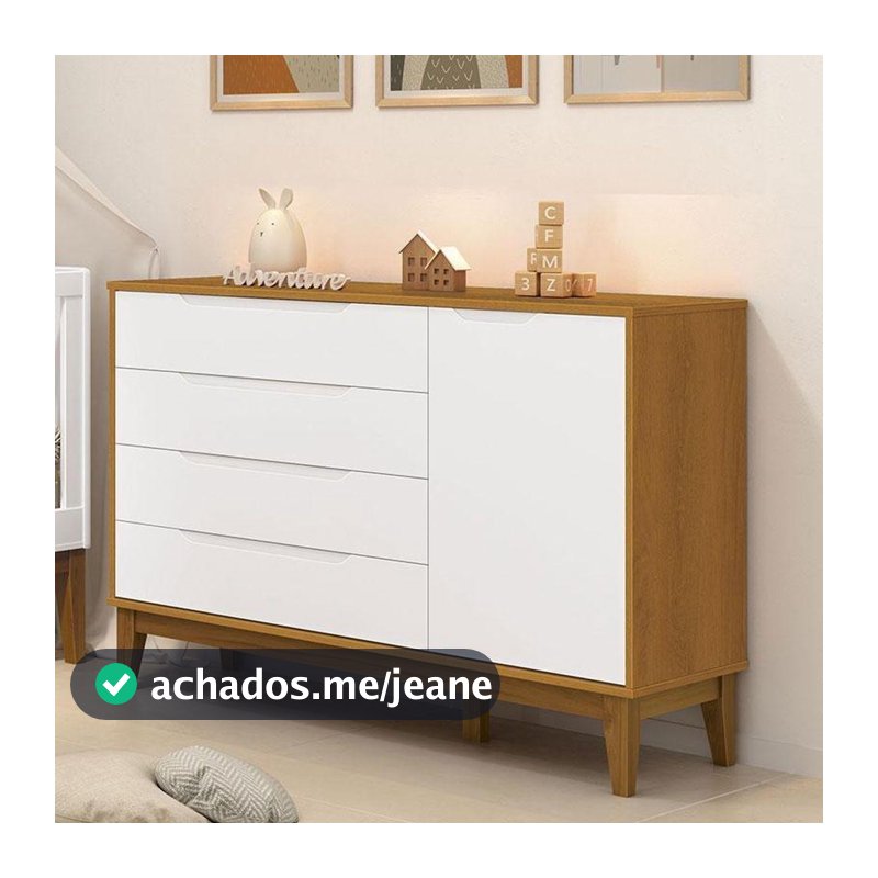 Cômoda Com Porta Classic Elfe Branco Acetinado Savana Amadeirado - Reller