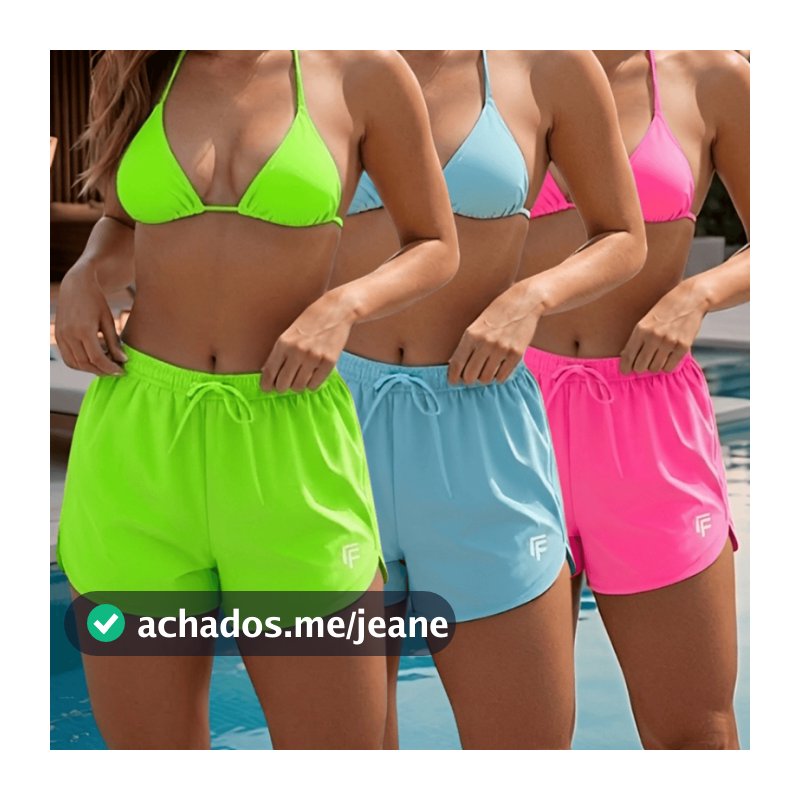 Shorts Praia Piscina Feminino Moda Casual Tactel Verão Levinho Soltinho