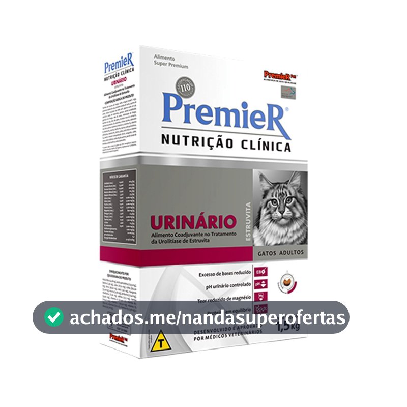 Ração Premier Nutrição Clínica Urinário Gatos Adultos 1,5kg