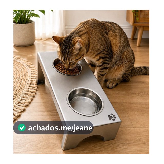 Comedouro de gatos e cachorros em aço inoxidável