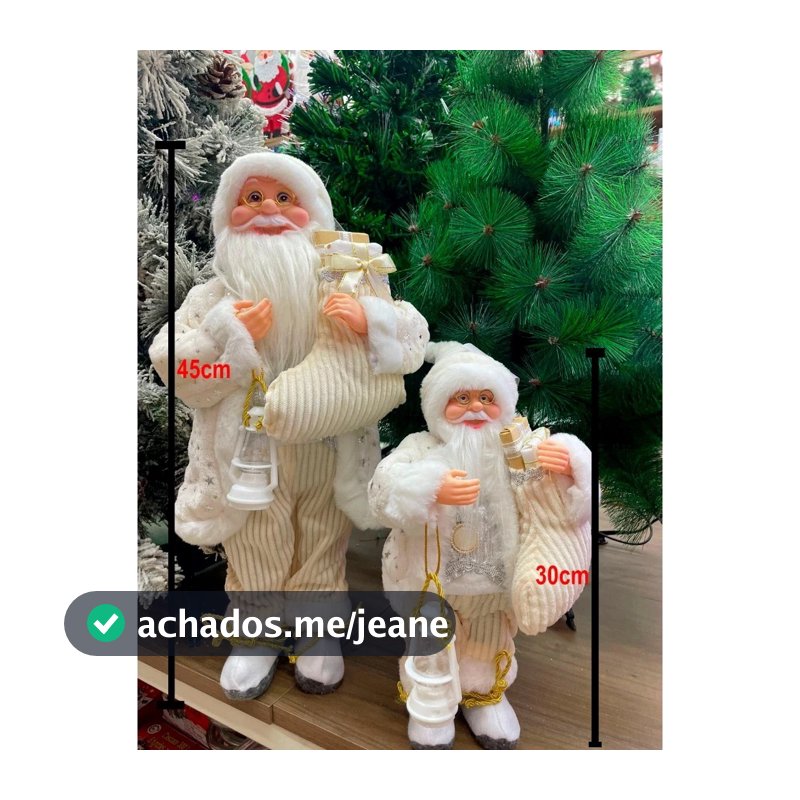 Enfeite Decorativo Papai Noel BRANCO 30cm /45cm