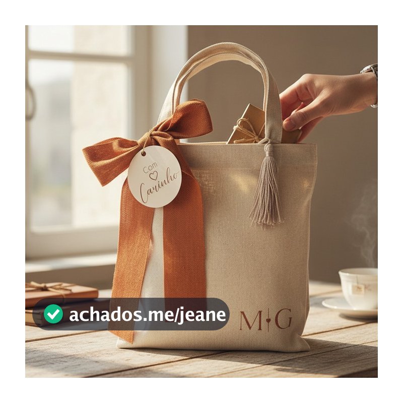 Kit 5 Sacolas Lembrança Padrinhos Casamento Personalizada com Iniciais – Terracota