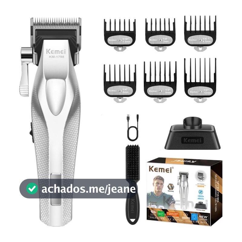 Kemei Profissional Barbeiro Máquina De Cortar Cabelo Elétrica Sem Fio Aparador De Poderosa Recarregável Corte Para Homem