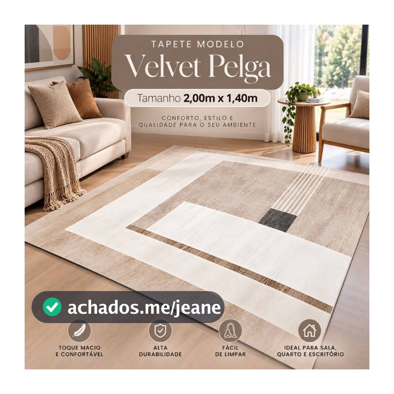Tapete Velvet Persa 2.00m x 1,40m para sala/closet/recepção Moderno Sofisticado Geométrico Orgânico Estampado Retrô