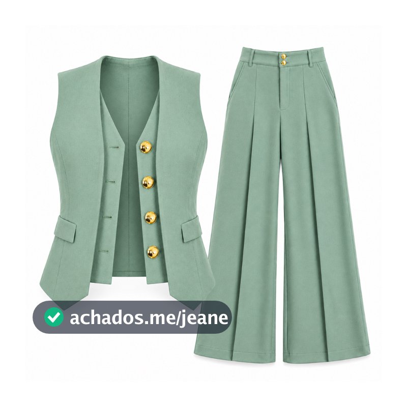Conjunto Colete Com+ Calca Pantalona Com Botoes Borados Promocion En El Conjunto Afaiateria Premiun conjunto alfaiataria
