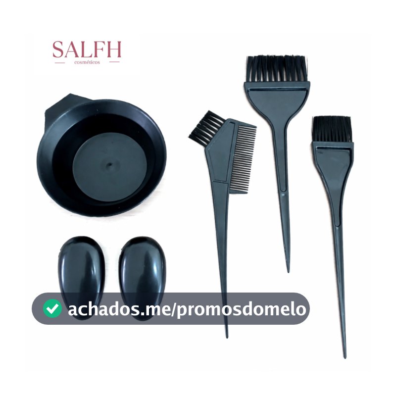 Kit Banho de Lua Cumbuca + Pincel Coloração Descoloração Progressivas Cremes + Protetor Orelhas 5 Itens