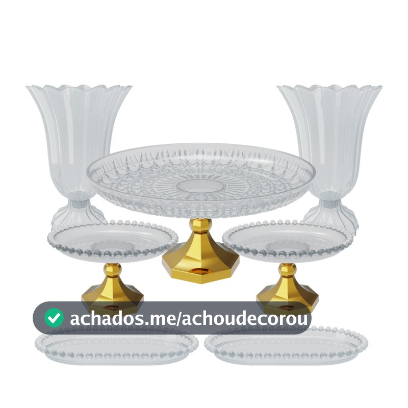 Kit Cristal  7 Peças Decorativo Mesa Festas Cerimônia Eventos Aniversários