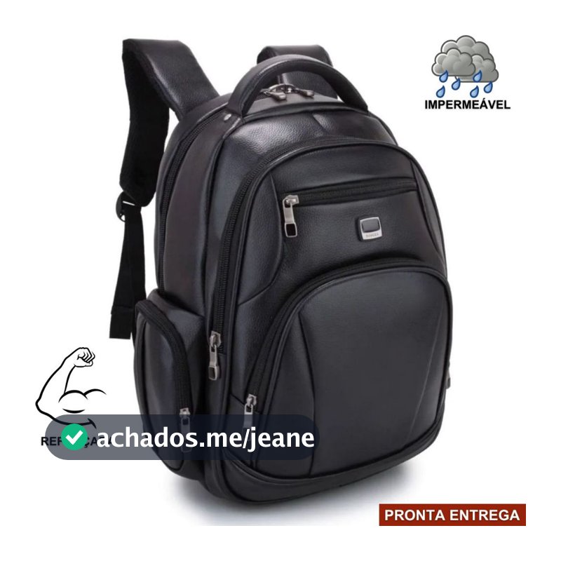 Mochila Couro PU Gigante Executiva Para Notebook Trabalho Faculdade Reforçada Antifurto Senha Cabo De Aço USB