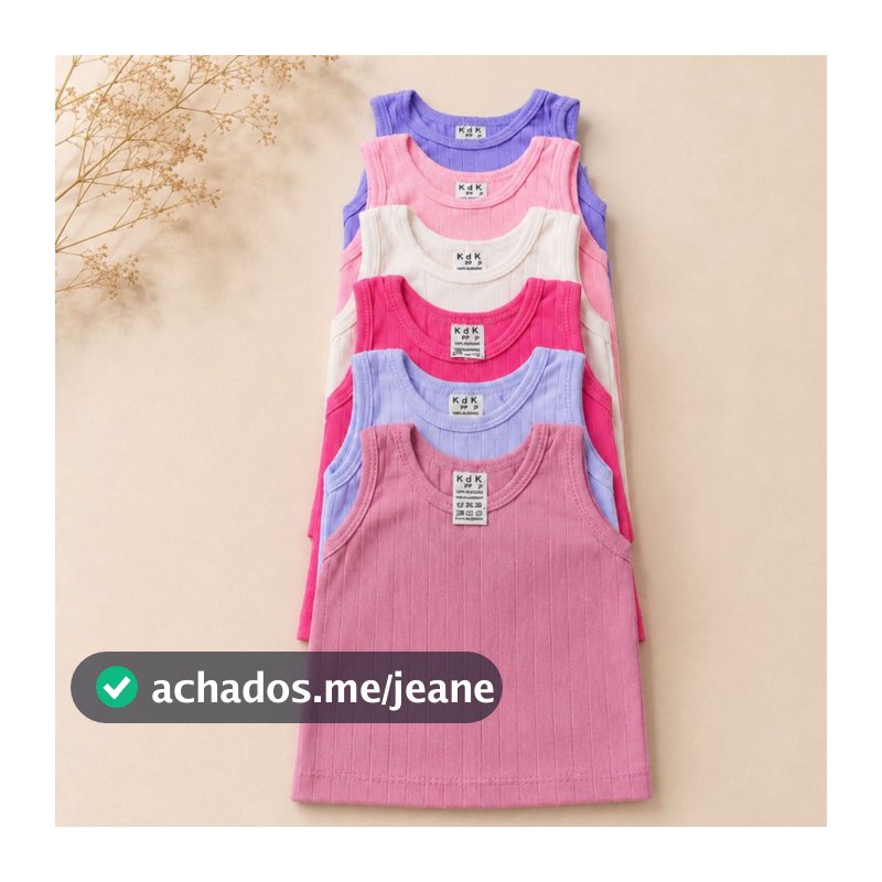 Kit 3 Peças Regata de Bebê Canelada Lisa 100% Algodão Feminina e Masculina Verão Básica Infantil Menina e Menino