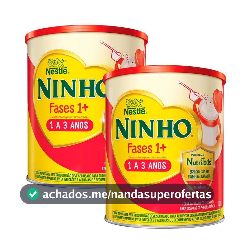 Kit 2 Ninho Fases 1+ Fórmula Infantil de Seguimento para Crianças de Primeira Infância de 1 a 3 anos 800g