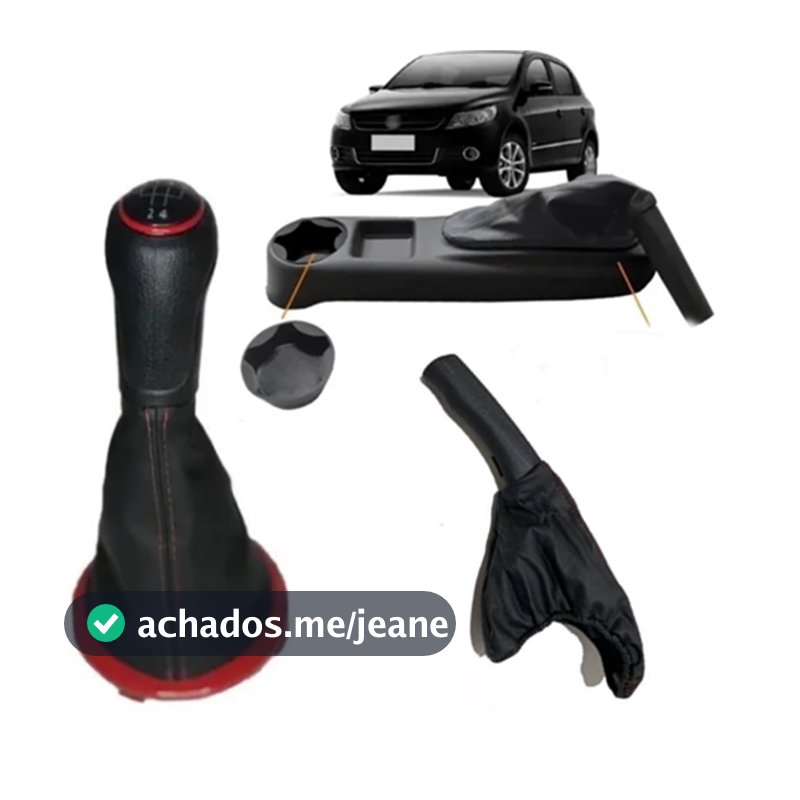 Kit Prolongador coifa cambio bola manopla coifa freio de Mão Gol Voyage Saveiro G4 G5 G6 Vermelho p/ reposição