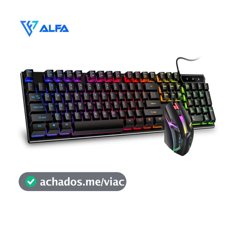 Kit Teclado Semi Mecânico + Mouse Gamer 3200dpi Rgb Led M300