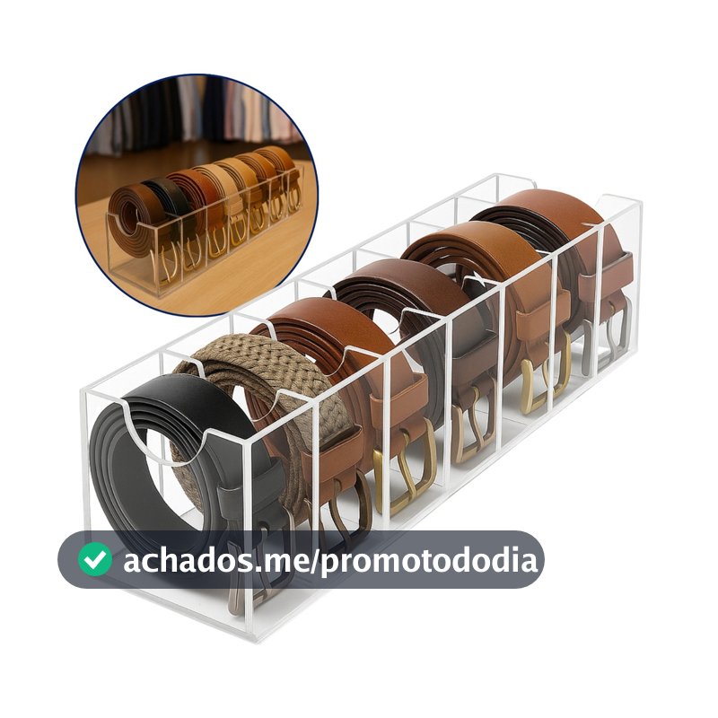 Suporte Expositor 7 Cintos Organizador Divisórias Armário Closet Loja Balcão Organizar