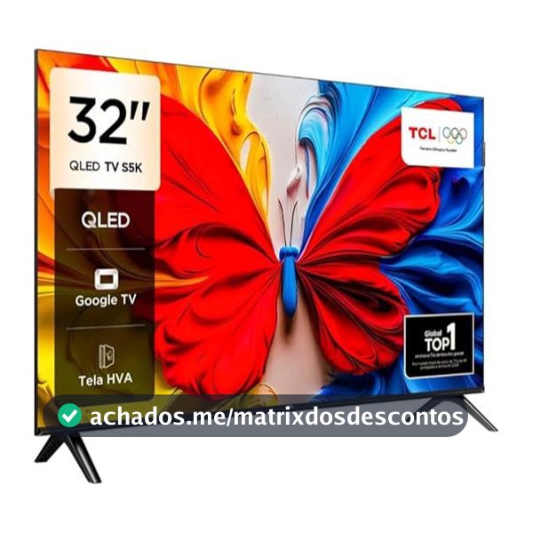 Smart TV 32” FHD TCL 32S5K QLED Dolby Audio Google TV