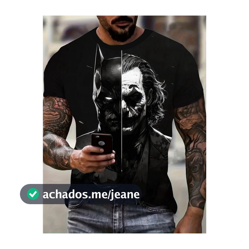 Camiseta Unissex Premium Plus size Batman Joker 3D Malha Verão Básica Oversized 100% Algodão Confecção Própria