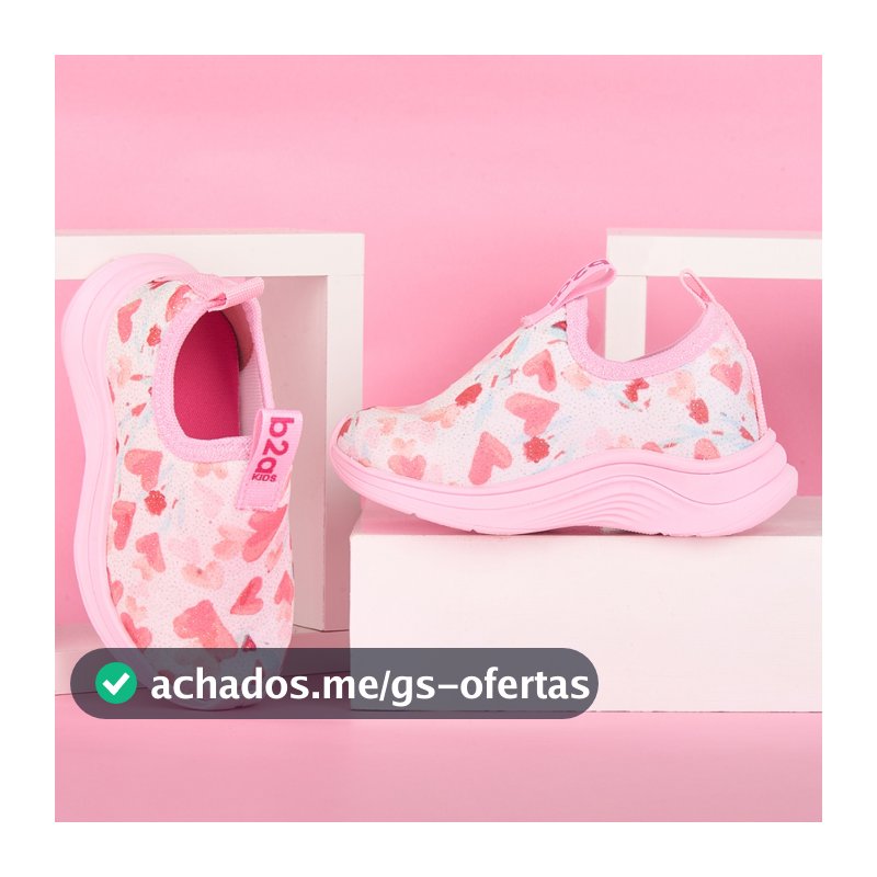 Tênis B2A Kids Infantil Menica Confortavel Calce Facil Coração charme T012/T013