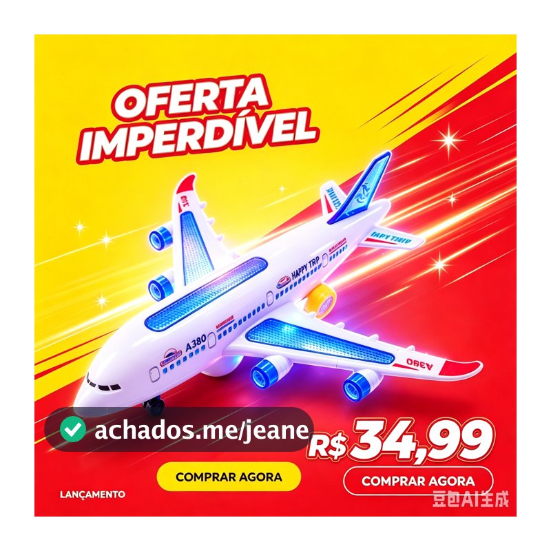 Avião Brinquedo Jumbo Airbus A380 Brinquedo Luz Led Som