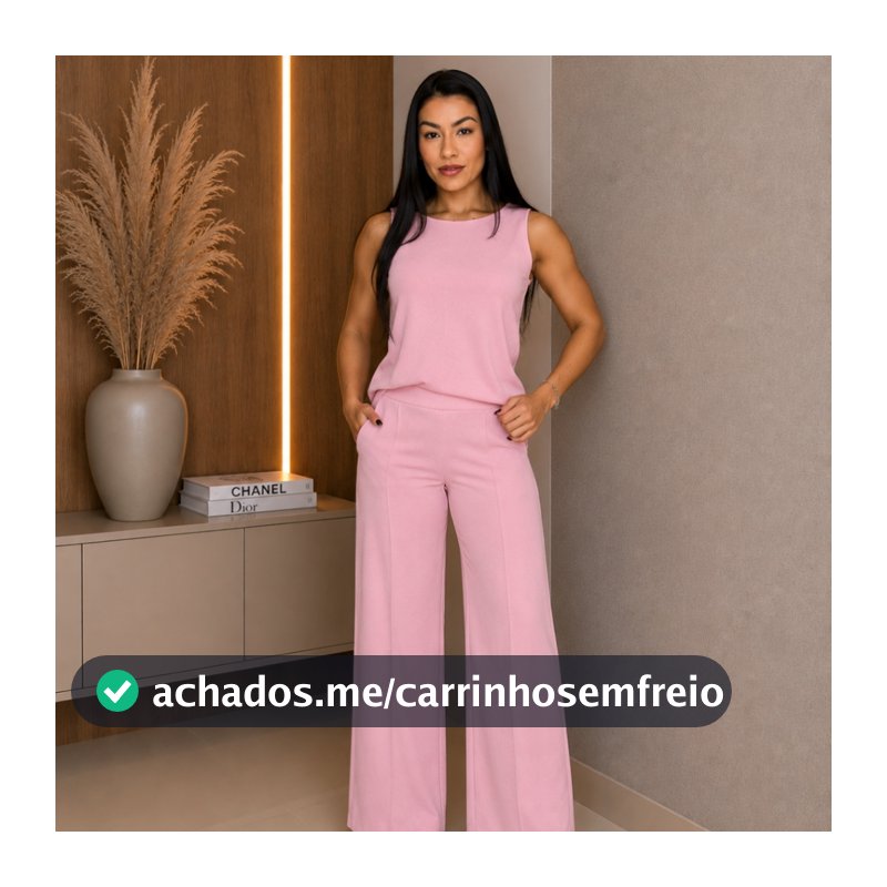 Conjunto Feminino Crepe Dunas Blusa + Calça Conjunto Com Duas Peças Premium Moda Blogueira Tendência